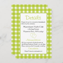 Rustic Wedding Details Gingham Green Pset Kaart