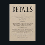 Rustic Wedding Details Inschrijving Informatiekaartje<br><div class="desc">Deze netelige informatiekaart is perfect voor uw trouwuitnodiging.</div>