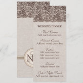 Rustic Wedding-diner Burlap-kant Menu (Voorkant / Achterkant)