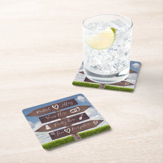 Rustic Wedding Directional Sign Kartonnen Onderzetters (Insitu)