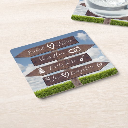Rustic Wedding Directional Sign Kartonnen Onderzetters (Schuin)