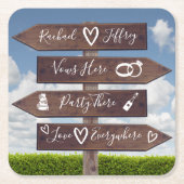 Rustic Wedding Directional Sign Kartonnen Onderzetters (Voorkant)