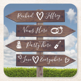 Rustic Wedding Directional Sign Kartonnen Onderzetters