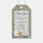 Rustic Wedding Driftwood Sand Dollar Hartelijk dan Cadeaulabel (Voorkant)