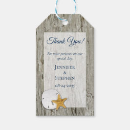 Rustic Wedding Driftwood Sand Dollar Hartelijk dan Cadeaulabel