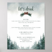 Rustic Wedding Drink Bar Menu Sign Print Poster (Voorkant)