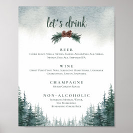 Rustic Wedding Drink Bar Menu Sign Print Poster