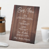 Rustic Wedding Drink Menu Gepersonaliseerde balk Reclamebord Met Voetstuk (Insitu)