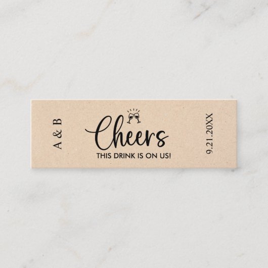 Rustic Wedding Drink Ticket Voucher (Voorkant)