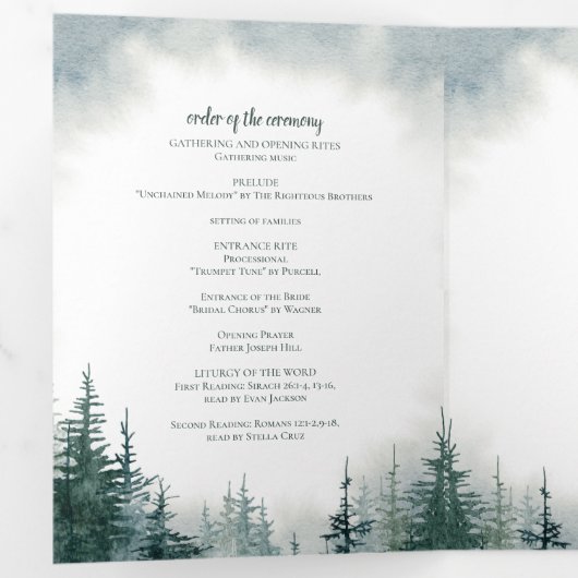 Rustic Wedding Drivoudig Letter Fold Program Drieluik Programma (Binnenzijde eerst)