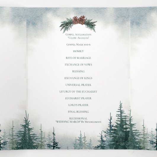 Rustic Wedding Drivoudig Letter Fold Program Drieluik Programma (Binnenkant midden)