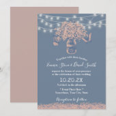 Rustic Wedding Dusty Blue Baby's Breath Floral Jar Kaart (Voorkant / Achterkant)