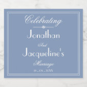 Rustic Wedding Dusty Blue Specialized Names Chic Sparkling Wijnetiket (Enkel label)