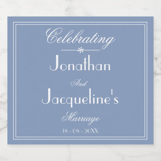 Rustic Wedding Dusty Blue Specialized Names Chic Sparkling Wijnetiket (Enkel label)