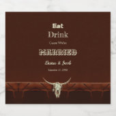 Rustic Wedding Eat Drink Gehuwde Bull Skull Bier Etiket (Enkel label)