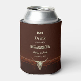 Rustic Wedding Eat Drink Gehuwde Bull Skull Blikjeskoeler
