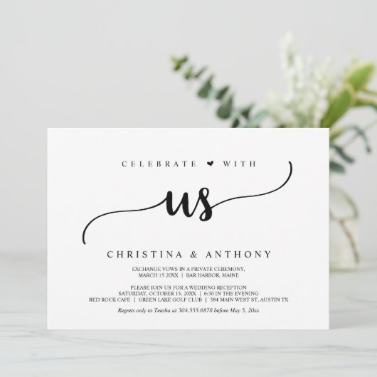 Rustic Wedding Elopement Dinner Kaart (Staand voorkant)