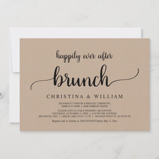 Rustic Wedding Elopement, gelukkig altijd na Brunc Kaart (Voorkant)