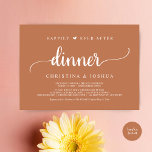 Rustic Wedding Elopement, gelukkig altijd na het e Kaart<br><div class="desc">Markeer het begin van je eeuwige elegantie met behulp van onze eigentijdse gethematiseerde uitnodigingskaart voor de huwelijksvlucht met eloquentie, "Happily Ever After Dinner". Perfect voor koppels die hun vreugdevolle gelegenheid uitbreiden, straalt deze uitnodiging verfijning uit met een vleugje speelsheid, waarmee het podium wordt gezet voor een gedenkwaardig evenement. Versierd met...</div>