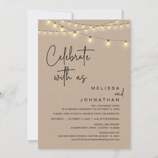 Rustic Wedding Elopement Party, vieren met ons Kaart (Voorkant)