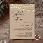 Rustic Wedding Elopement Party, vieren met ons Kaart<br><div class="desc">Moderne rustieke bruine kraft,  met cottage string lampen thema,  bruiloft elopement uitnodiging kaart (vieren met ons). Het is perfect voor uw huwelijksvlucht receptie / post bruiloft feest.</div>