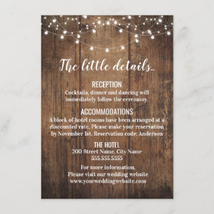 Rustic Wedding Enclosure cards Kaart