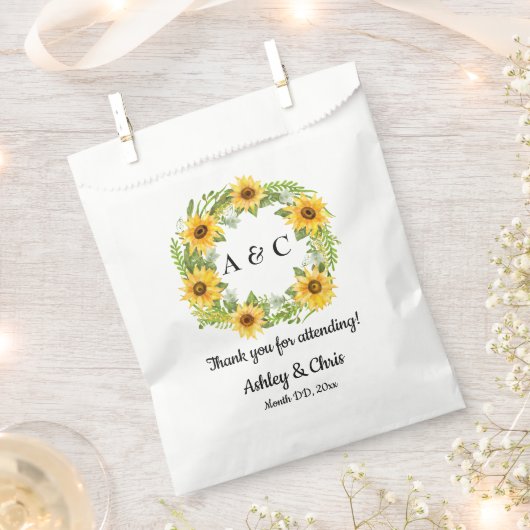 Rustic Wedding Favor Bags Boho Sunflower Treat Bedankzakje (Geknipt)