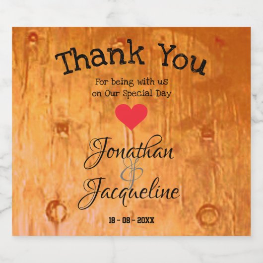 Rustic Wedding Favor Bride and Groom Names Chic Sparkling Wijnetiket (Enkel label)