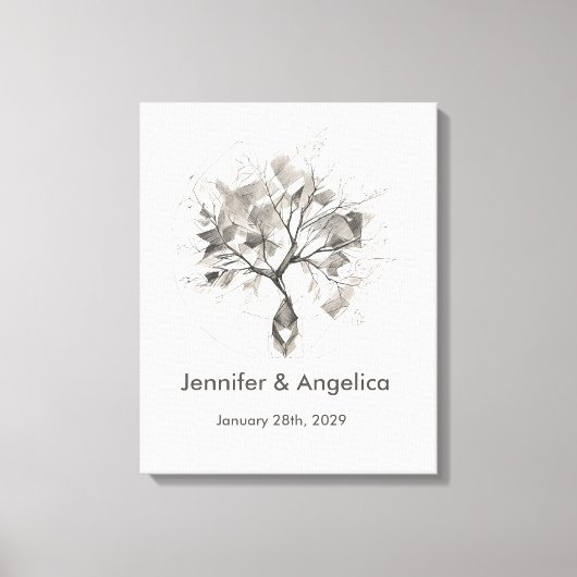 Rustic Wedding Fingerprint Tree Canvas Afdruk (Voorkant)