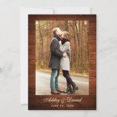 Rustic Wedding Floral Lace Wood Foto Kaart (Achterkant)