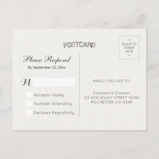 Rustic Wedding Floral Wood String Light RSVP Antwo Uitnodiging Briefkaart (Achterkant)
