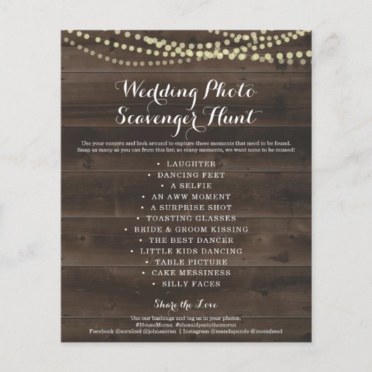 Rustic Wedding Foto Scavenger Hunt I Spy Game Fly Flyer (Voorkant)