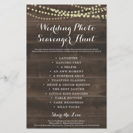 Rustic Wedding Foto Scavenger Hunt I Spy Game Flyer (Voorkant)
