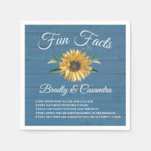 Rustic Wedding Fun Facts Sunflower Blue Wood