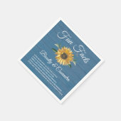 Rustic Wedding Fun Facts Sunflower Blue Wood Servet (Hoek)
