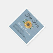 Rustic Wedding Fun Facts Sunflower Dusty Blue Wood Servet (Hoek)