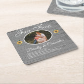 Rustic Wedding Fun Facts Sunflower Grey Wood Kartonnen Onderzetters (Schuin)