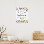 Rustic Wedding Gelukkig Everafter Paarse Floral Poster (Keuken)