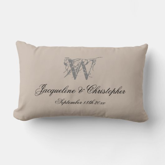 Rustic Wedding Gift Monogram Names Pas getrouwd Gi Kussen (Voorkant)