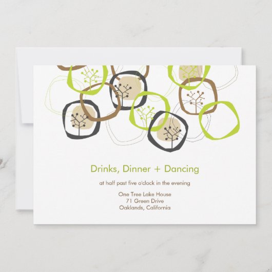 Rustic Wedding Groen en Bruin Bosbomen Kaart (Achterkant)