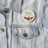 Rustic Wedding Guest Red Poppy Waterverf en naam Ronde Button 5,7 Cm (In situ)