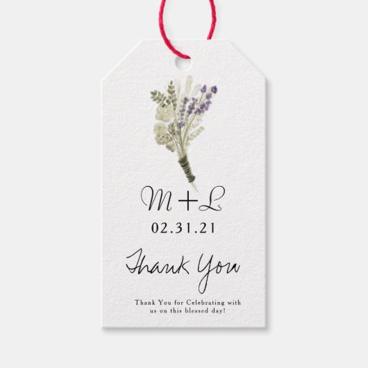 Rustic Wedding Hand Waterverf Lavender Eco Cadeaulabel (Voorkant)