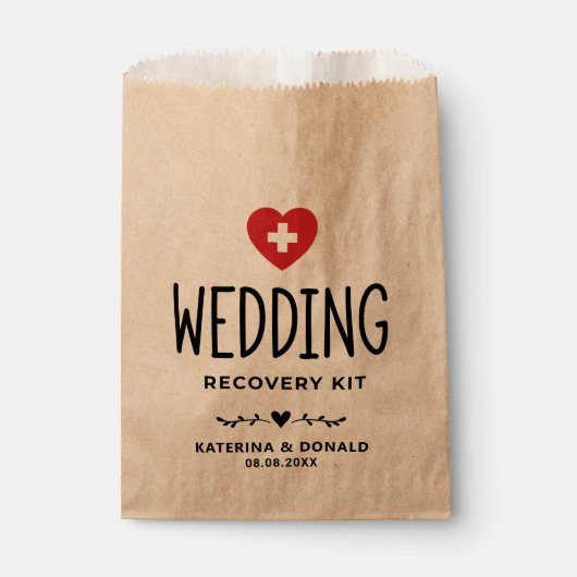 Rustic Wedding Hangover Recovery Kit Favor Bag Bedankzakje (Voorkant)