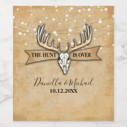 Rustic Wedding Hunt is voorbij Wijn Etiket (Enkel label)