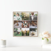Rustic Wedding Instagram Foto Rood Burlap Vierkante Klok (Huis)