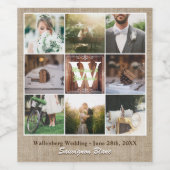 Rustic Wedding Instagram Foto Rood Burlap Wijn Etiket (Enkel label)