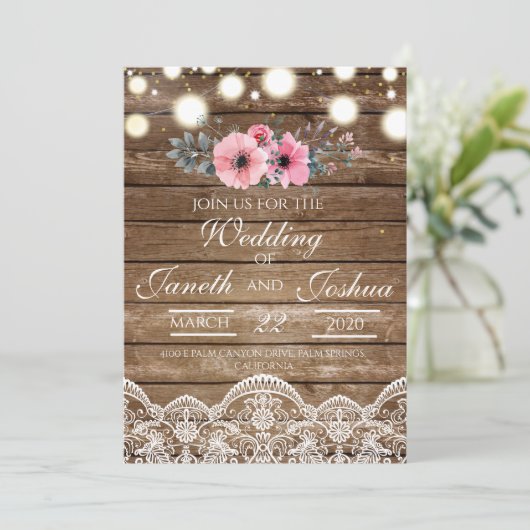 Rustic Wedding Invitation, Country Wedding Kaart (Staand voorkant)
