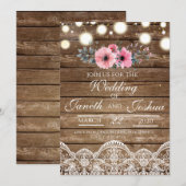 Rustic Wedding Invitation, Country Wedding Kaart (Voorkant / Achterkant)