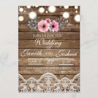 Rustic Wedding Invitation, Country Wedding Kaart