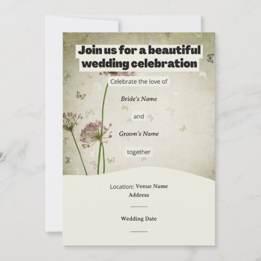 Rustic Wedding Invitation – Customizable Details Kaart (Voorkant)